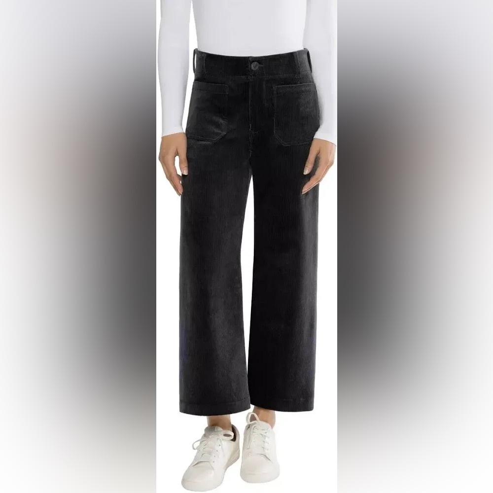 Ladies' Wide Leg Corduroy Pants Black Matty M